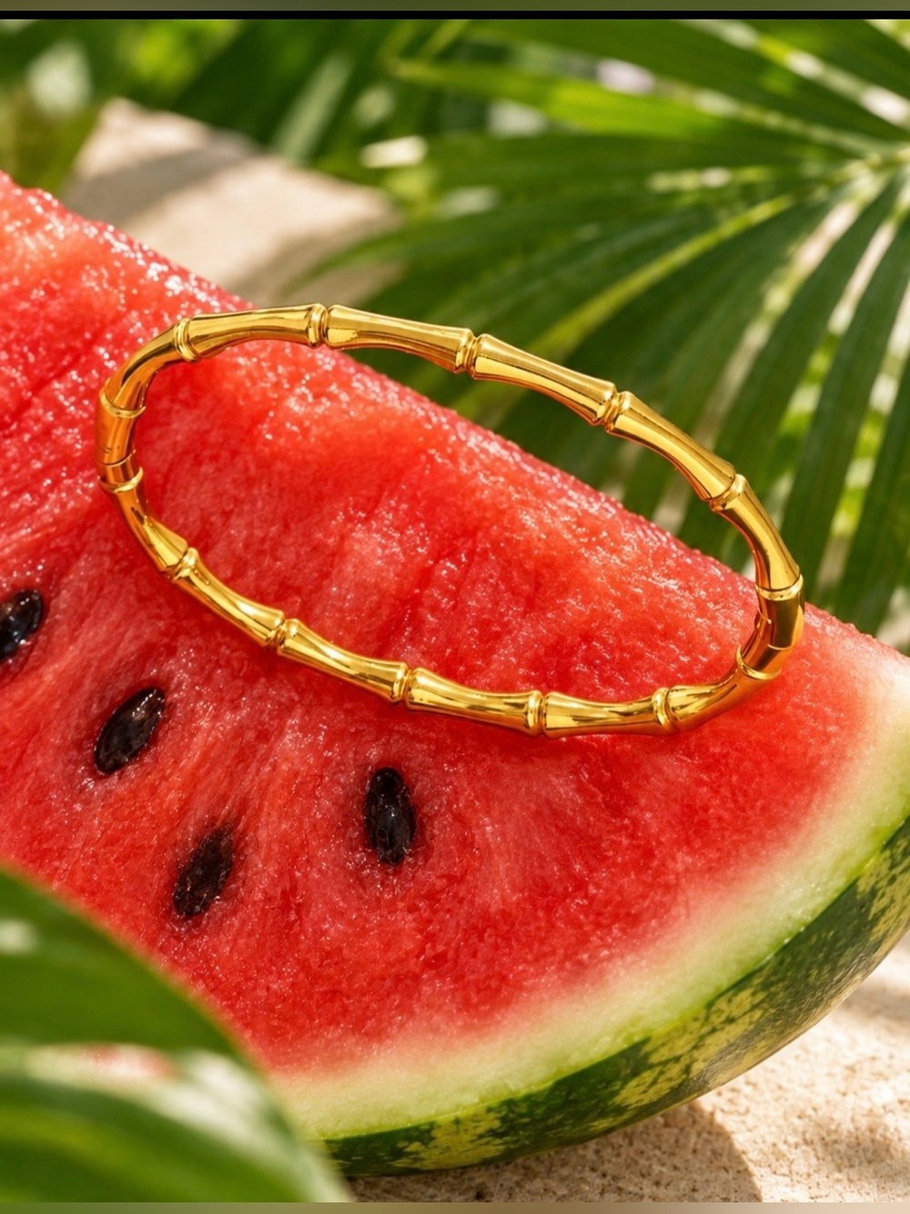 🌺Lara Bamboo Bangle Bracelet-316L Stainlees St.,18K Gold Plated PVD